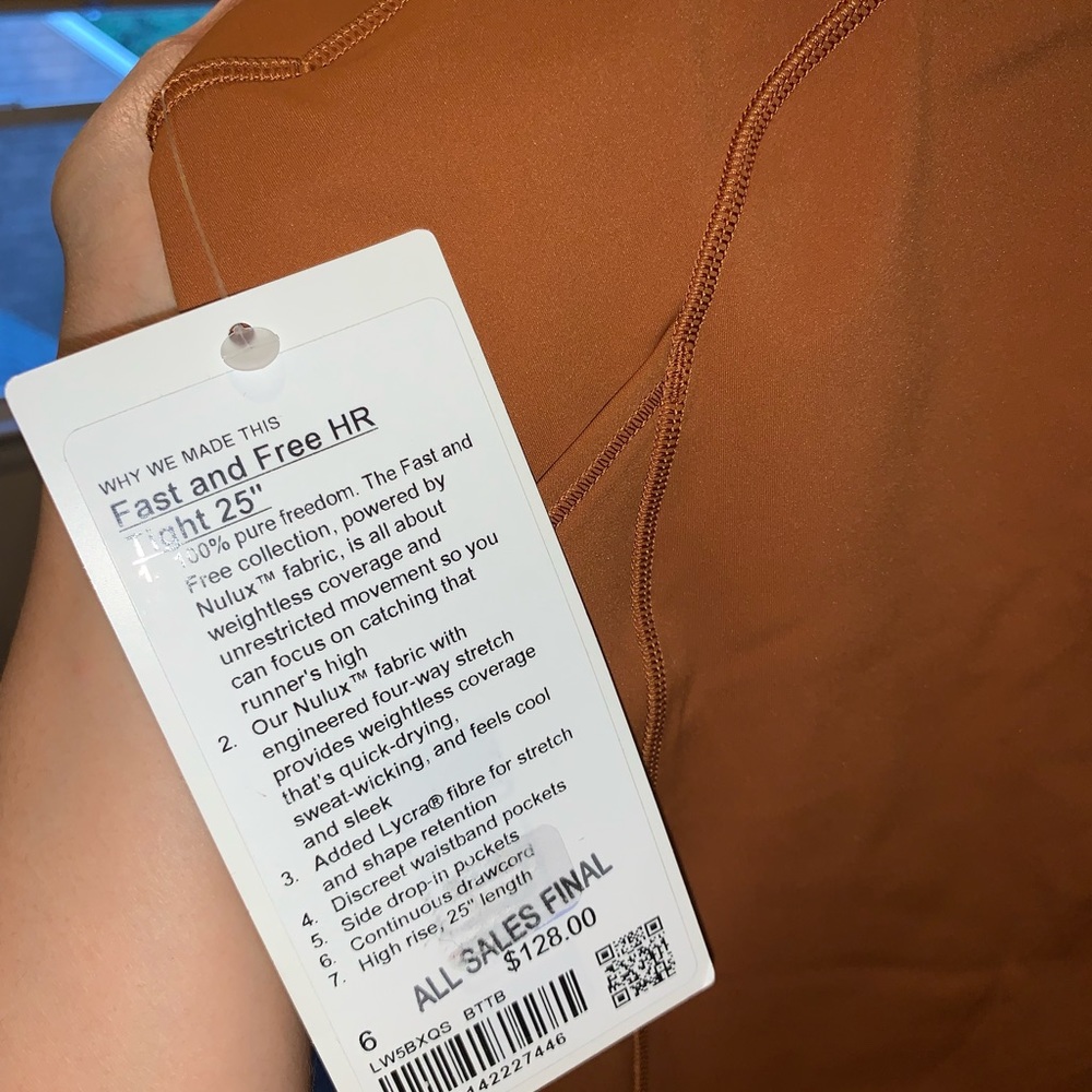 NWT Lululemon Fast and Free Leggings 25” Mustard Yellow Size 6
